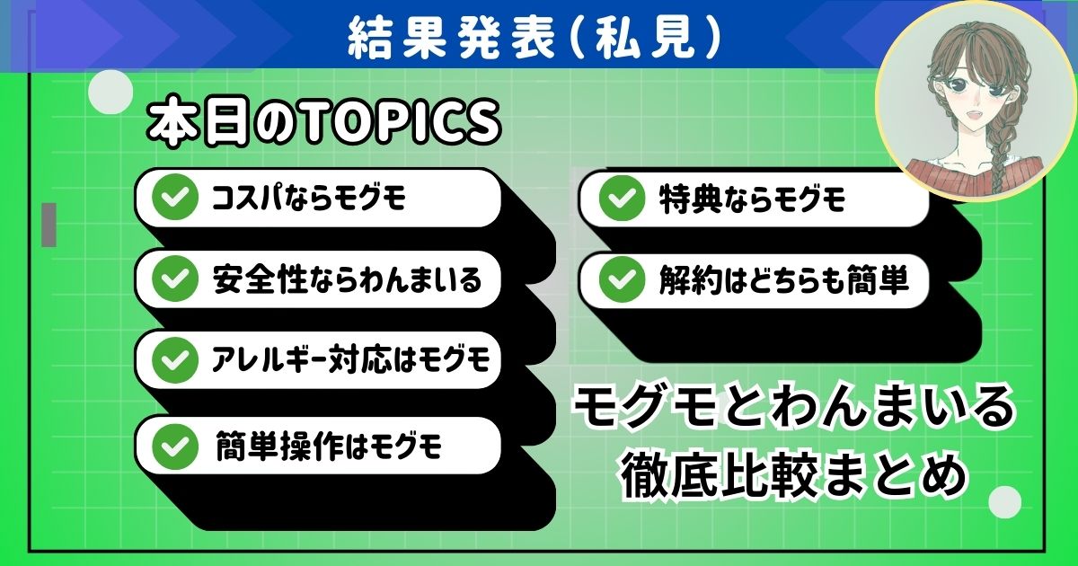 【必見】モグモとわんまいるを徹底比較！子供が食べるならコスパで選ぶとどっち？